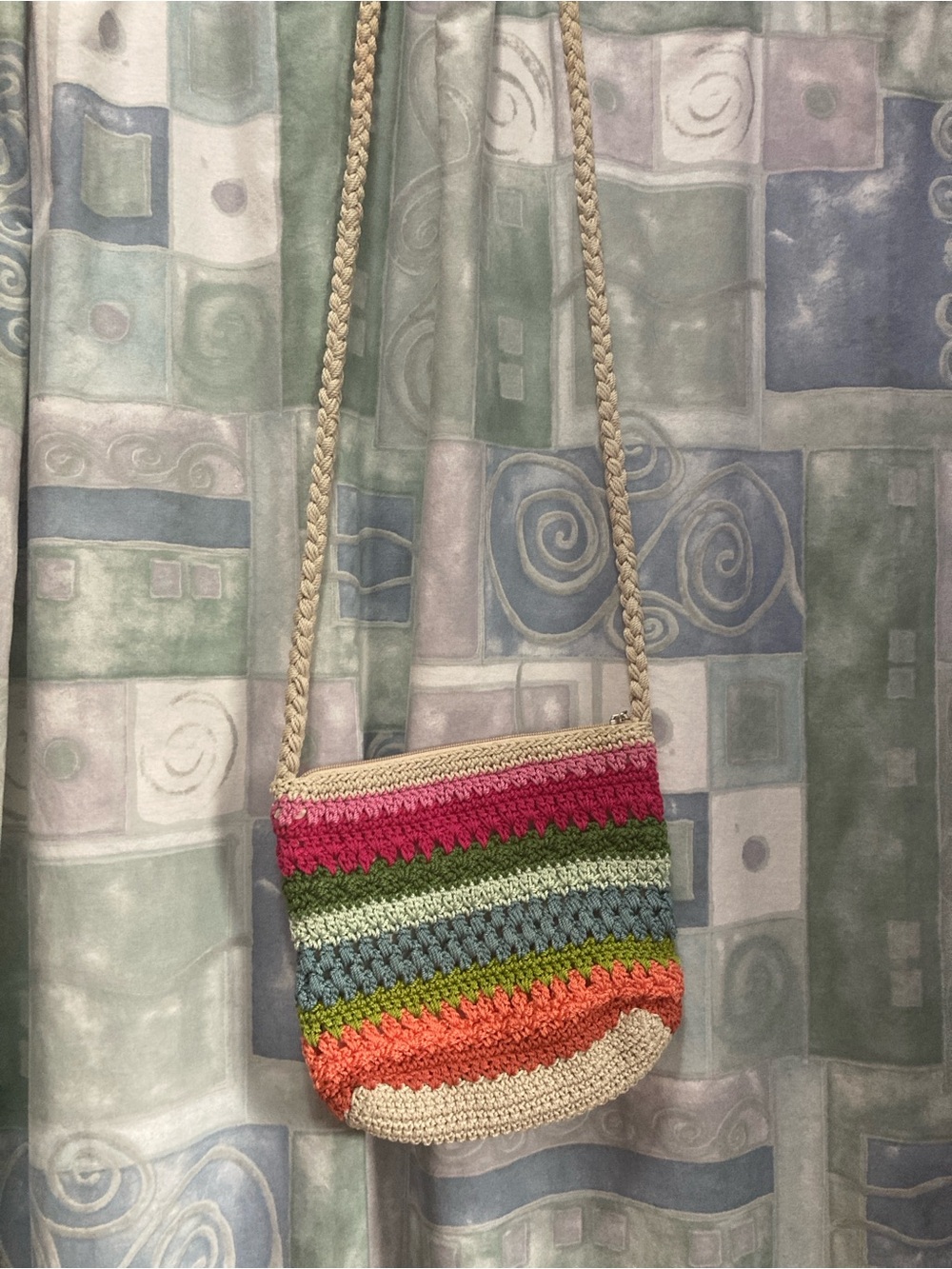 Lina Multicolor Crochet Crossbody with Cream Strap